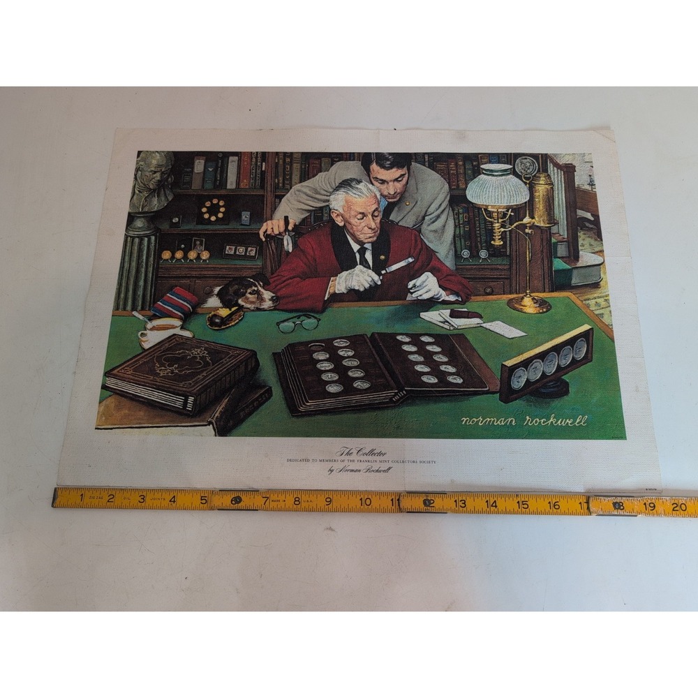 The Collector by Norman Rockwell Framed Fine Art Print Franklin Mint 19.5" X 14"
